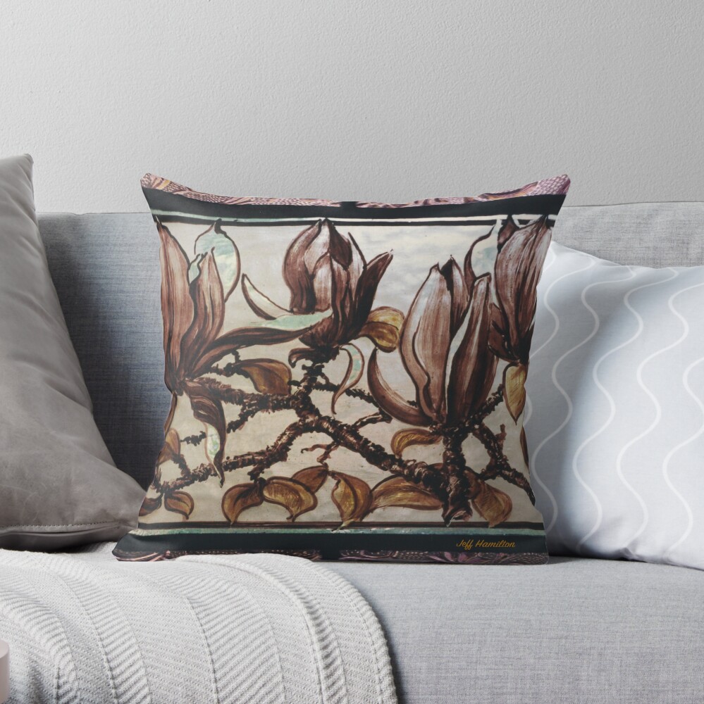Painted Magnolias Throw Pillow