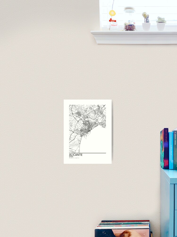 Alicante Karte Poster Drucken Wandkunst Spanien Geschenk Zum Ausdrucken Home Und Kindergarten Moderne Karte Dekor Fur Buro Map Art Map Gifts Kunstdruck Von Marzzgraphics Redbubble