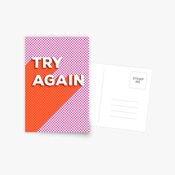 TRY AGAIN - typography Postcard