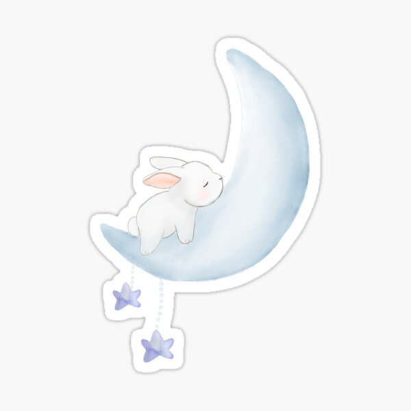 Sleeping bunny in blue moon Sticker