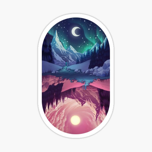 Upside down - night Sticker