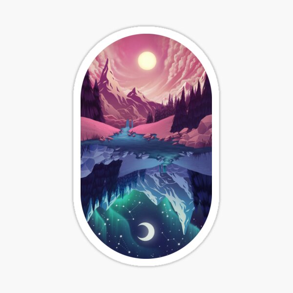 Upside down - day Sticker