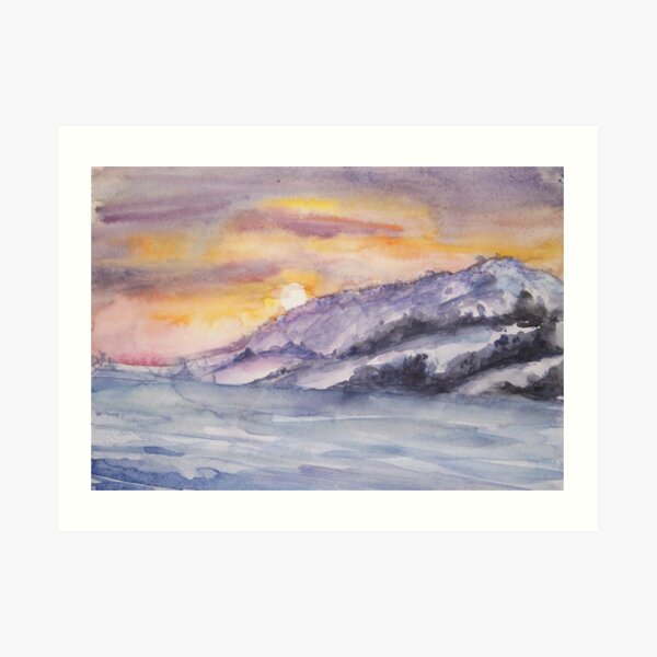 winter landscape in watercolors -STAGE 1 Art Print