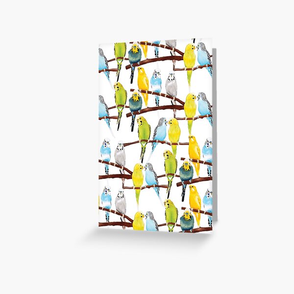 Item preview, Budgie pattern watercolour designed and sold by By Kelly Attenborough.