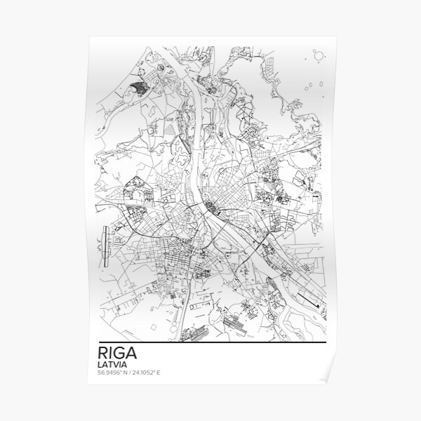 Riga map poster print wall art, Latvia gift printable, Home and Nursery, Modern map decor for office, Map Art, Map Gifts Poster