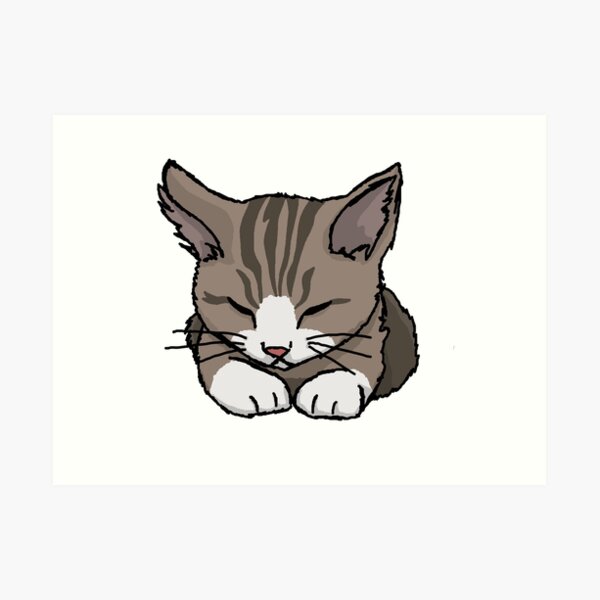 Impression Artistique Chat Mignon Dessin Anime Dessin Par Nijess Redbubble