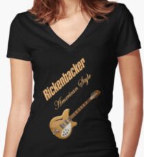 Rickenbacker Natural 12s American Style Women's Fitted V-Neck T-Shirt