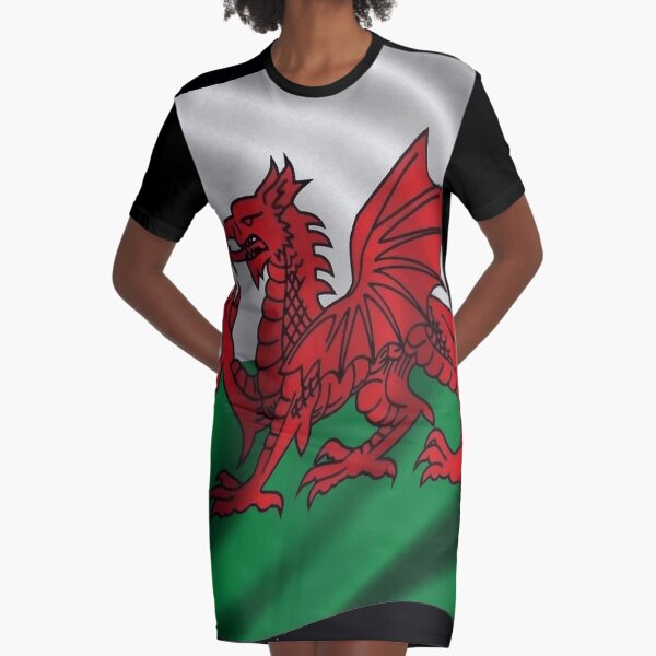 Y Ddraig Goch Welsh Flag Rugby Union Graphic T-Shirt Dress