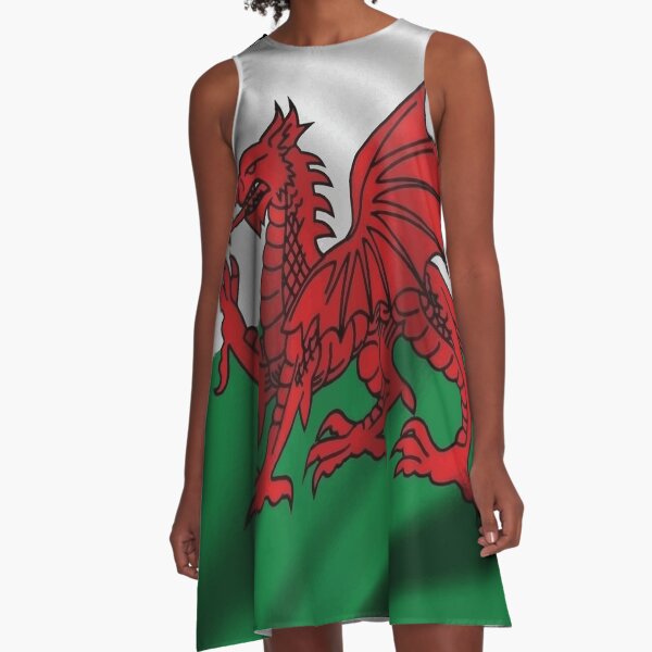 Y Ddraig Goch Welsh Flag Rugby Union A-Line Dress