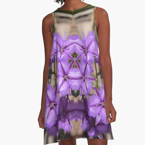 common fringe-lily flower Australia Thysanotus tuberosus kaleidoscope A-Line Dress