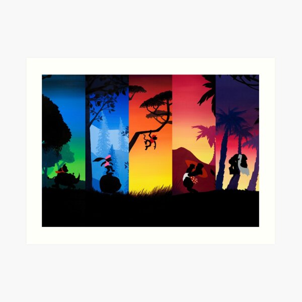 Pentaptych Silhouettes Art Print