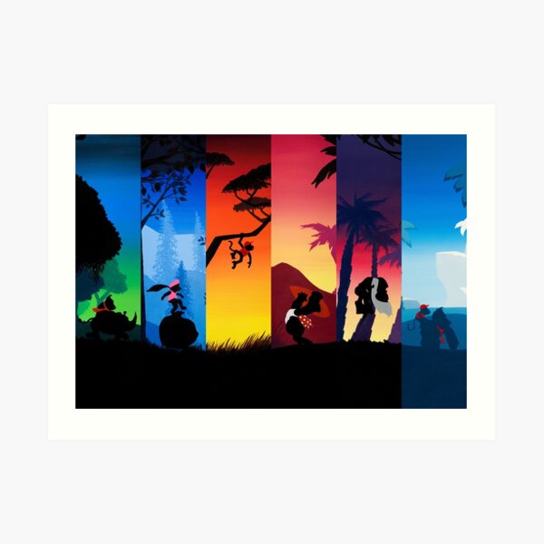 Hexaptych Silhouettes Art Print