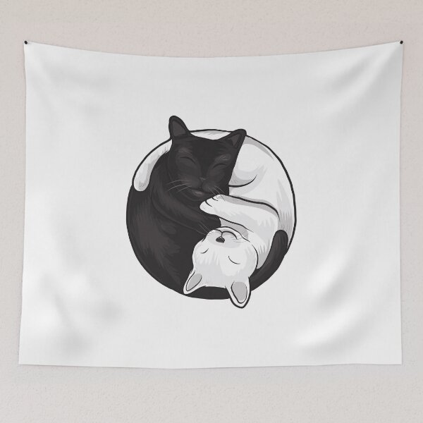 Item preview, Cute Black and White Ying Yang Cats Cuddle Design designed and sold by juniperdesign.