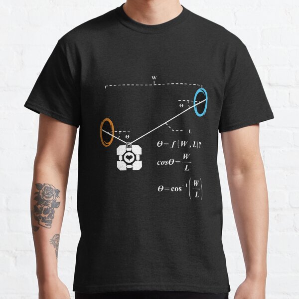 Newton's 1st Law of Motion with POrtals (White) Classic T-Shirt