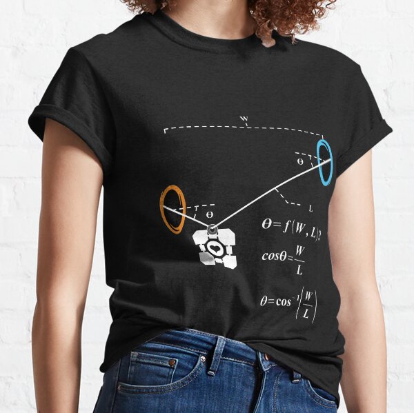 Newton's 1st Law of Motion with POrtals (White) Classic T-Shirt