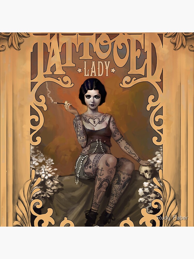 The Amazing Tattooed Lady Vintage Circus Poster by rudyfaber