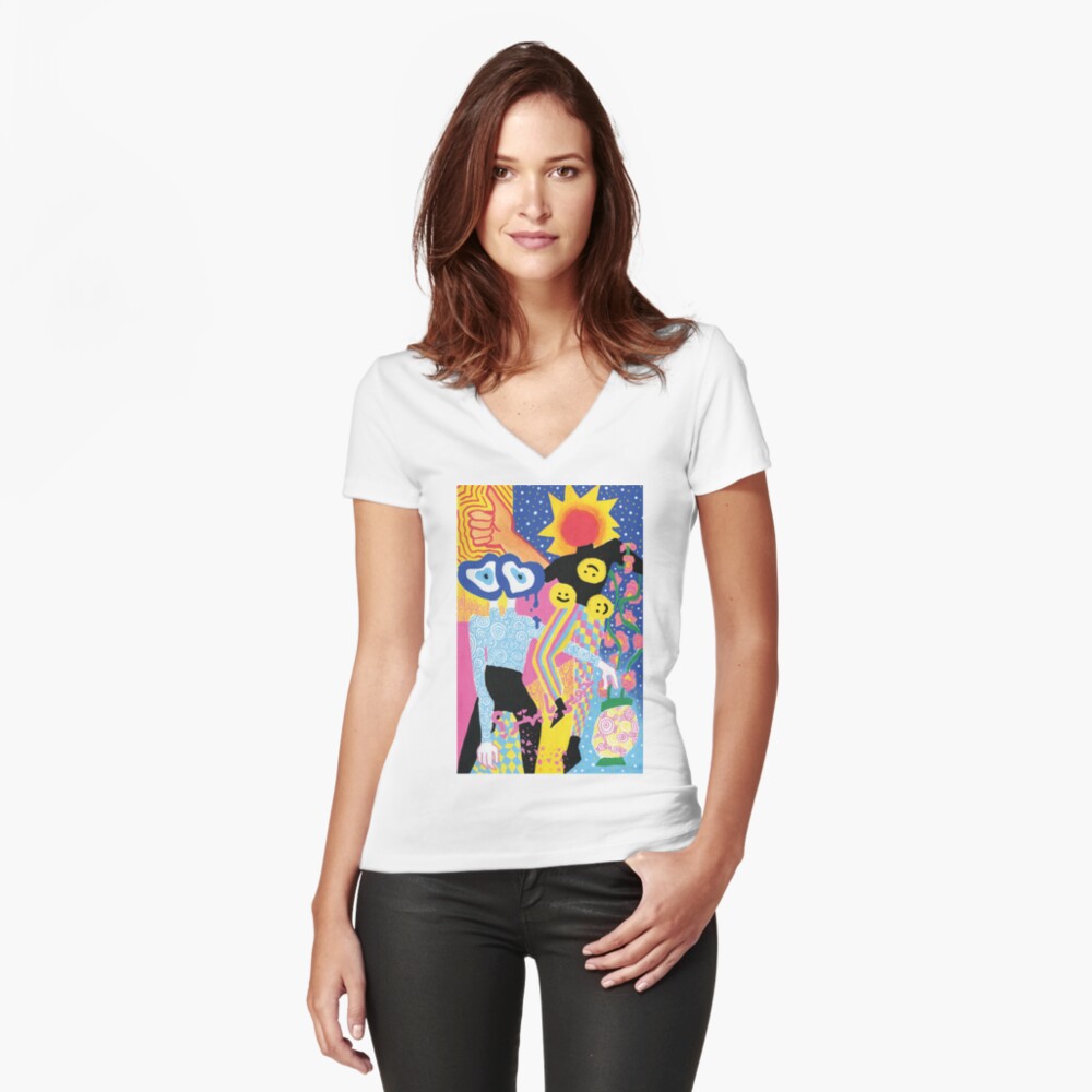 Aperçu de l'œuvre T-shirt moulant col V créée et vendue par mintcult.