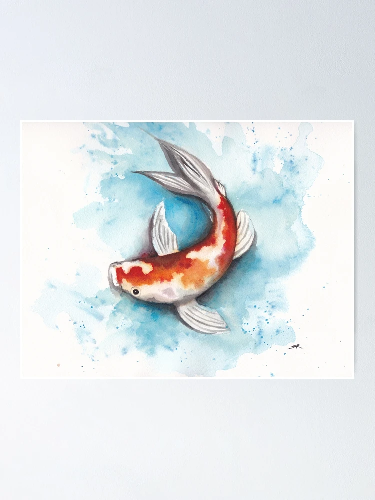 Watercolor Koi Fish ' Poster, picture, metal print, paint by Leika Satoshi