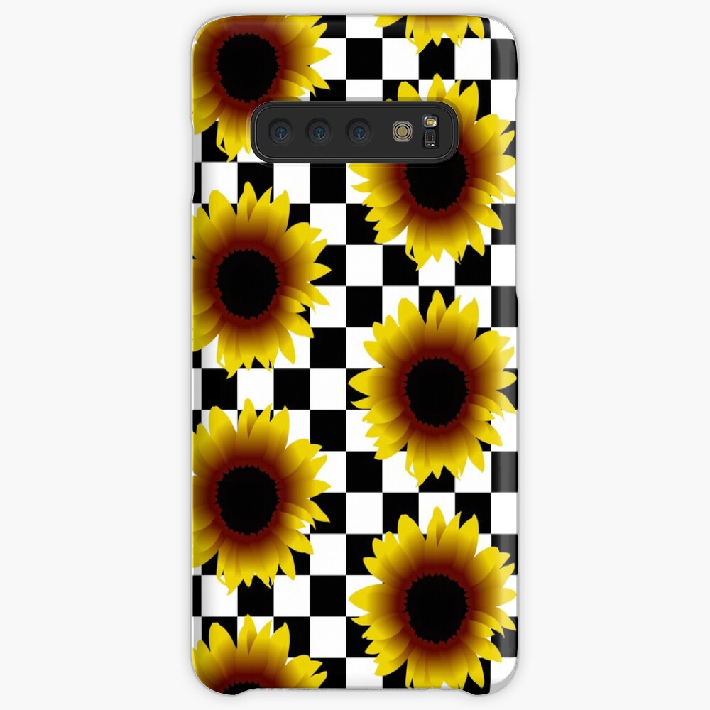 checkered with sunflowers