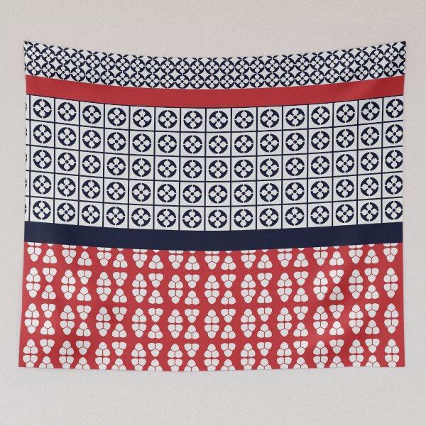 Item preview, Japanese Style Ethnic Quilt Blue and Red designed and sold by Anna Lemos.