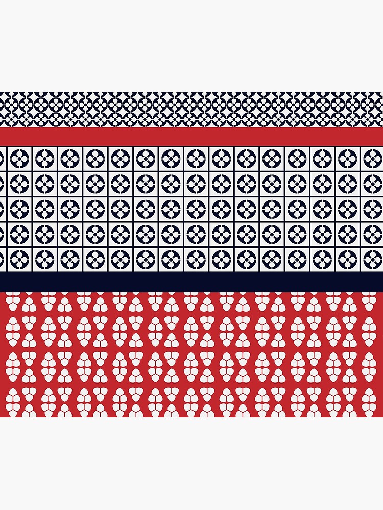 Japanese Style Ethnic Quilt Blue and Red by oknoki