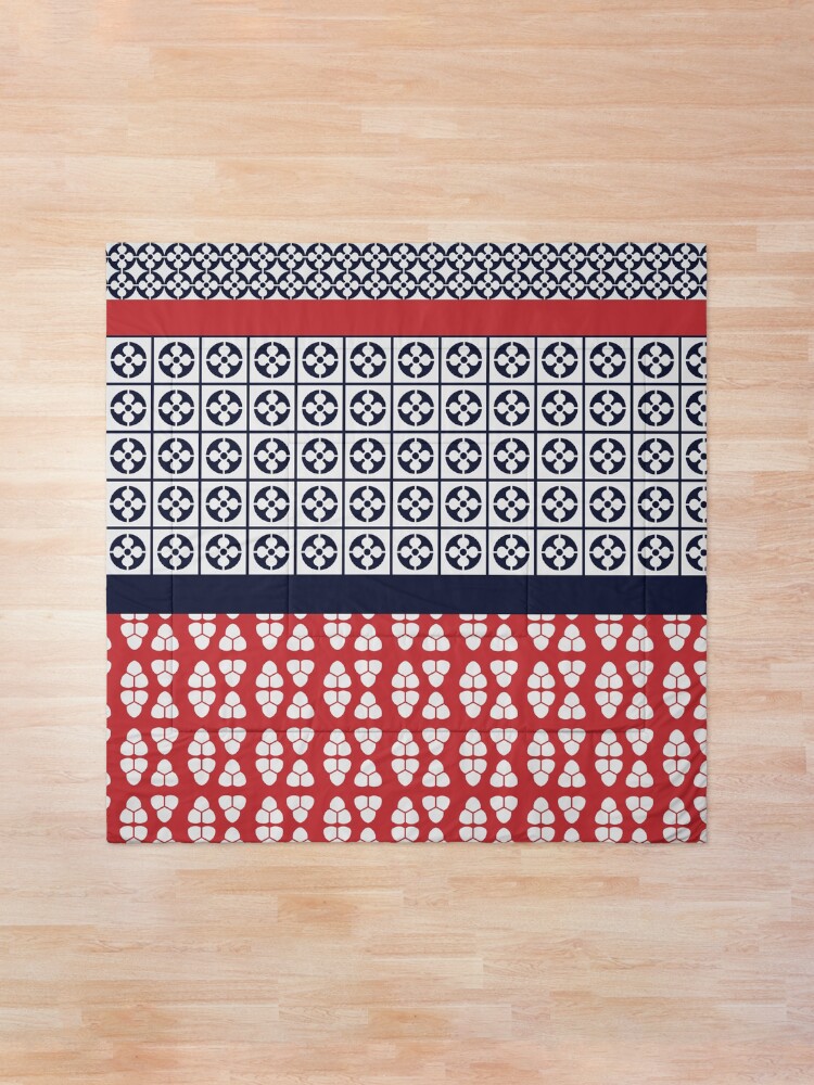 Alternate view of Japanese Style Ethnic Quilt Blue and Red Comforter