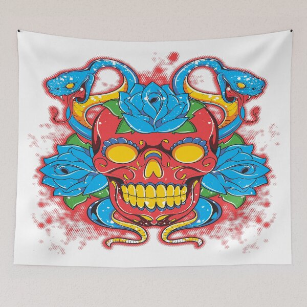 Item preview, Colorful skull snake designed and sold by leen12 Art Designs Prints.