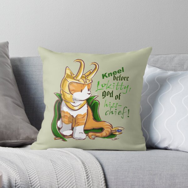 Kneel Before Lokitty! (chibi version) Throw Pillow
