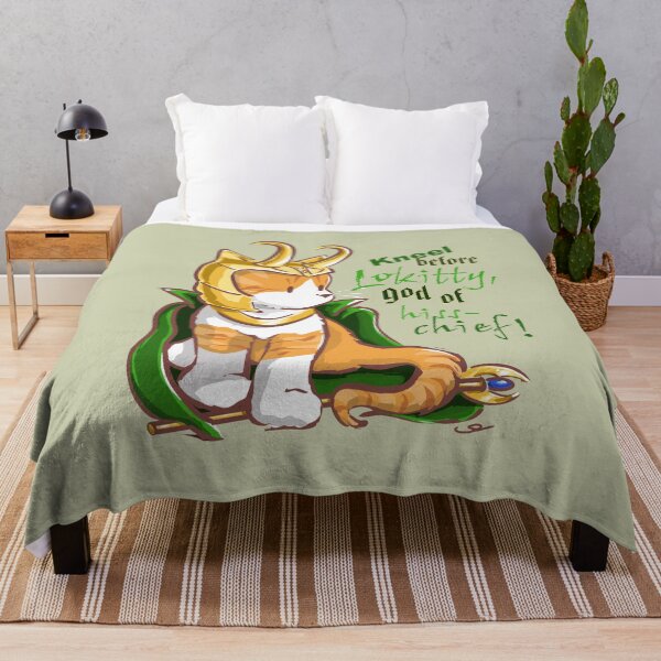 Kneel Before Lokitty! (chibi version) Throw Blanket