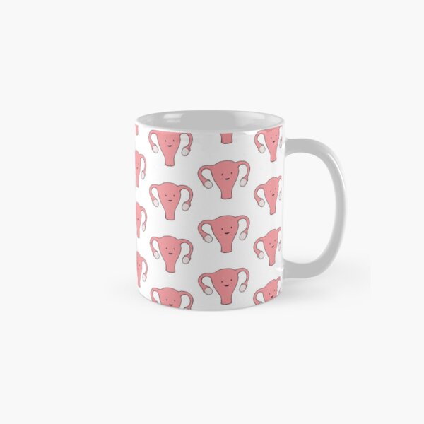 Patterned Happy Uterus in White Classic Mug