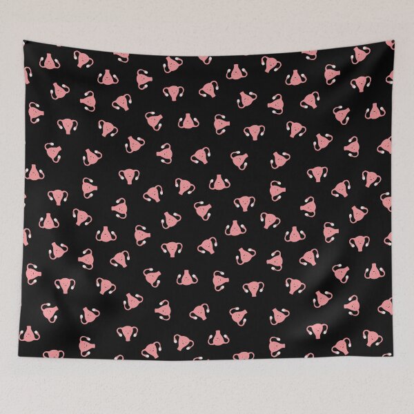 Item preview, Crazy Happy Uterus in Black, small repeat designed and sold by Joan and Rose.