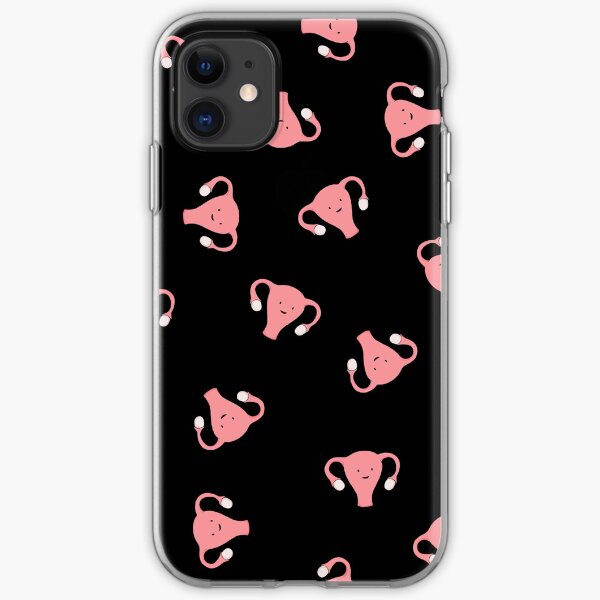 Crazy Happy Uterus in Black, Large iPhone Soft Case