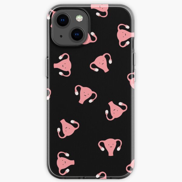 Crazy Happy Uterus in Black, Large iPhone Soft Case