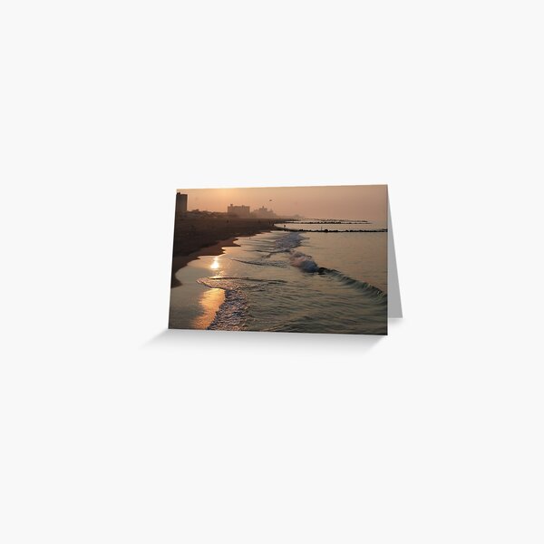 #beach, #water, #sunset, #sea, #landscape, #sand, #seascape, #dusk, #NewYorkCity, #NYC Greeting Card