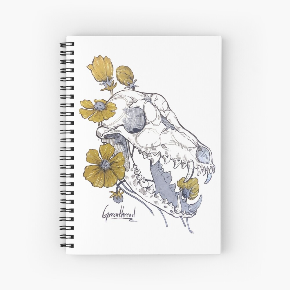 MorbidiTea - Greenthread with Coyote Skull Spiral Notebook