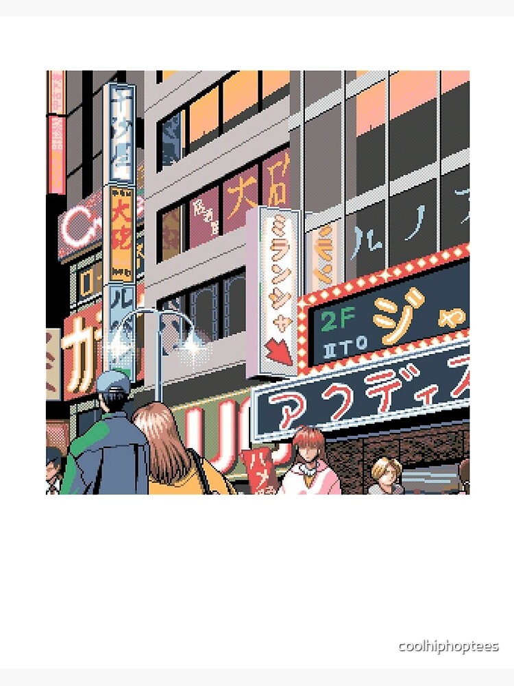 Vaporwave Aesthetic T Shirt Tokyo Shinjuku Neon Signs Japan City Pixel Art Art Board Print For Sale By Coolhiphoptees Redbubble