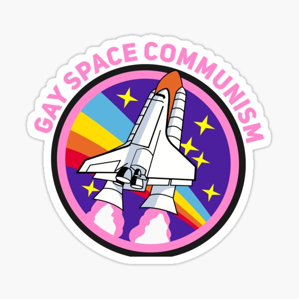 Vista previa del artículo con la obra «Camiseta izquierdista antifa del comunismo espacial gay totalmente automatizada», diseñado y vendido por Joepseudo.