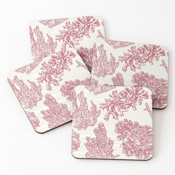 Item preview, Nautical Coastal Coral Pattern in toile style designed and sold by Sam Posnick.