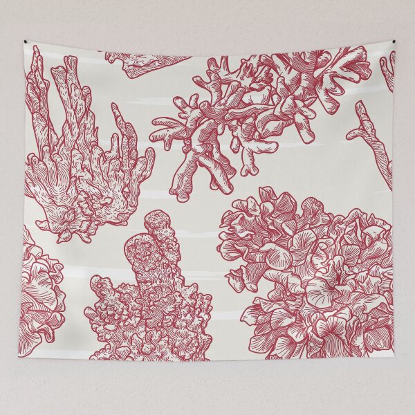 Item preview, Nautical Coastal Coral Pattern in toile style designed and sold by Sam Posnick.