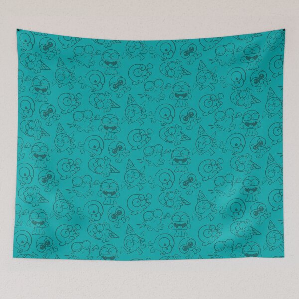 Item preview, Funny Octopus Cartoon Expressions Pattern (Turquoise) designed and sold by Kokonuzz.