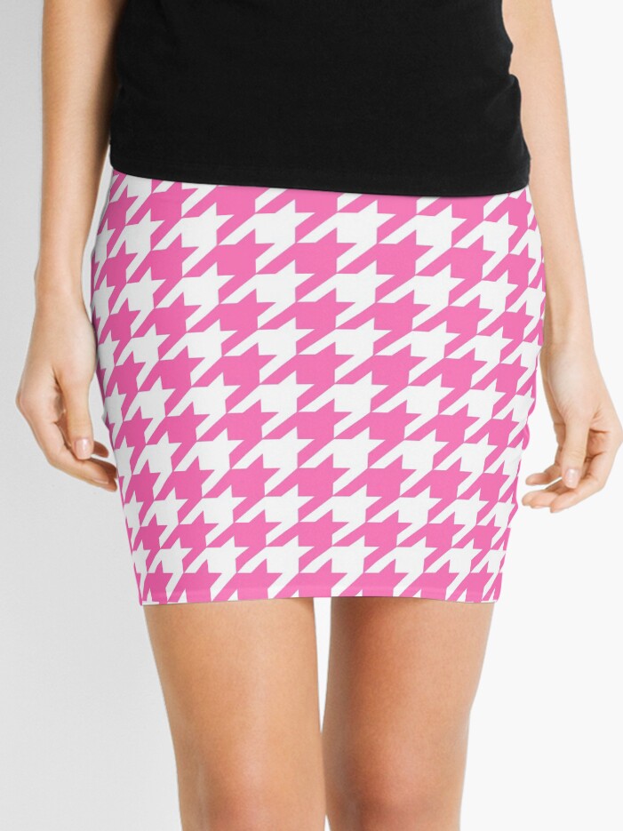 Hot Pink Houndstooth Mini Skirt for Sale by starrylite Redbubble