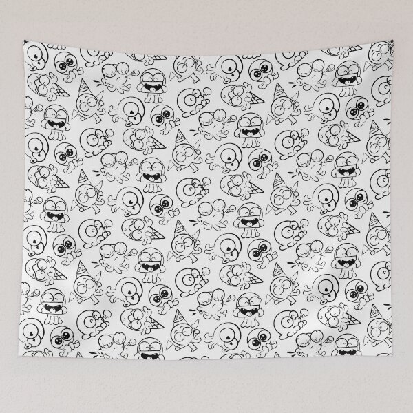 Item preview, Funny Octopus Cartoon Expressions Pattern (Black and White) designed and sold by Kokonuzz.