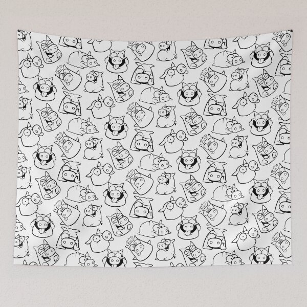 Item preview, Funny Pig Cartoon Expressions Pattern (Black and White) designed and sold by Kokonuzz.