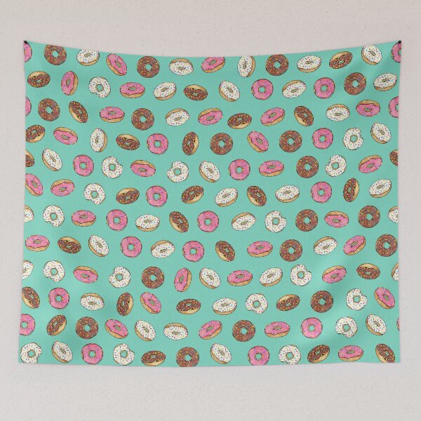 Item preview, ALL the donuts! Rainbow on Aqua - Large designed and sold by Joan and Rose.