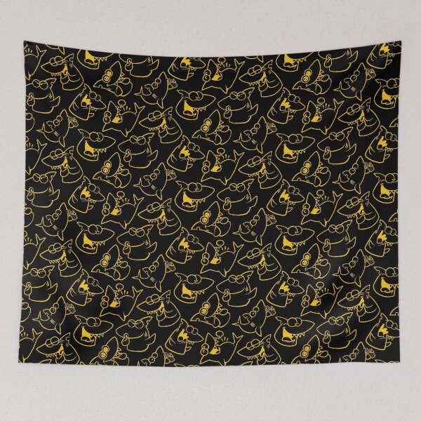 Item preview, Fun Shark Cartoon Expressions Pattern (Black and Yellow) designed and sold by Kokonuzz.