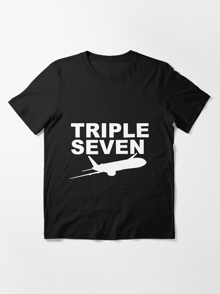 Alternate view of Boeing 777-200 TRIPLE SEVEN White Print Essential T-Shirt