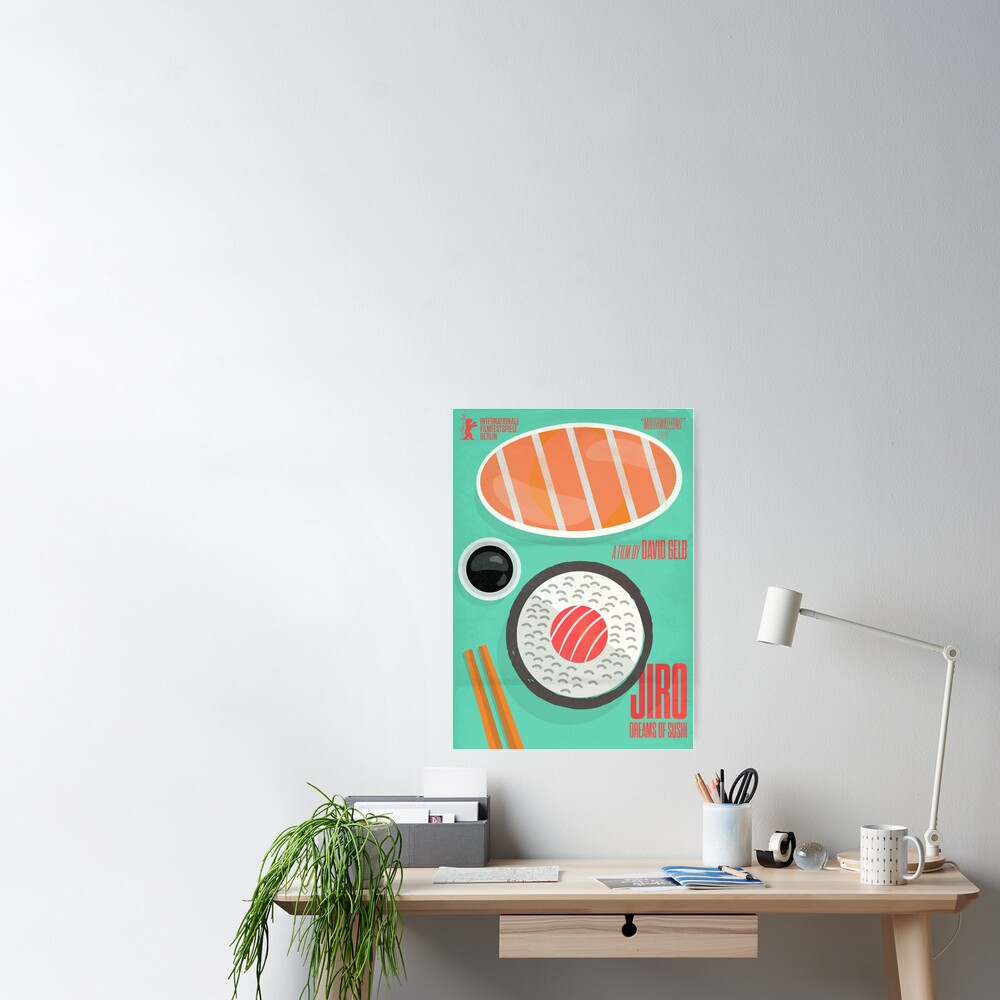 Poster for Sale avec lœuvre « Jiro rêve de sushi, David Gelb, affiche de documentaire de film, Sukiyabashi Jiro Ono, chef japonais » de lartiste Steven Revia Redbubble image