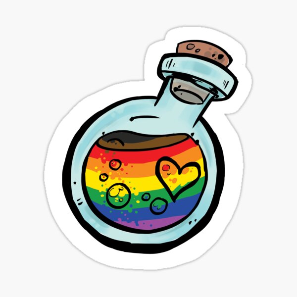 Potions Of Pride Gay Rainbow Round Bottle Sticker For Sale By