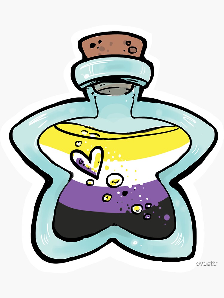 Potions Of Pride Nonbinary Starry Bottle Sticker For Sale By