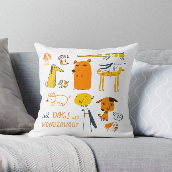 All Dogs are Wonderwoof Throw Pillow
